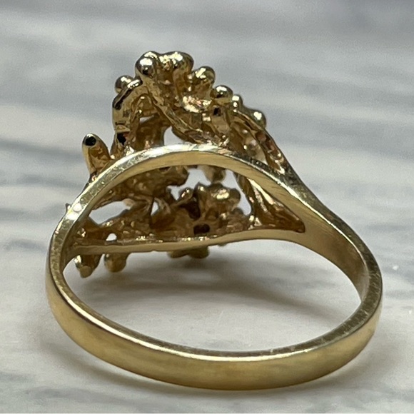 BEAUTIFUL LADIES YELLOW GOLD 10K BIRTHSTONE RUBY, PERIDOT RING 7.75 - Picture 8 of 16